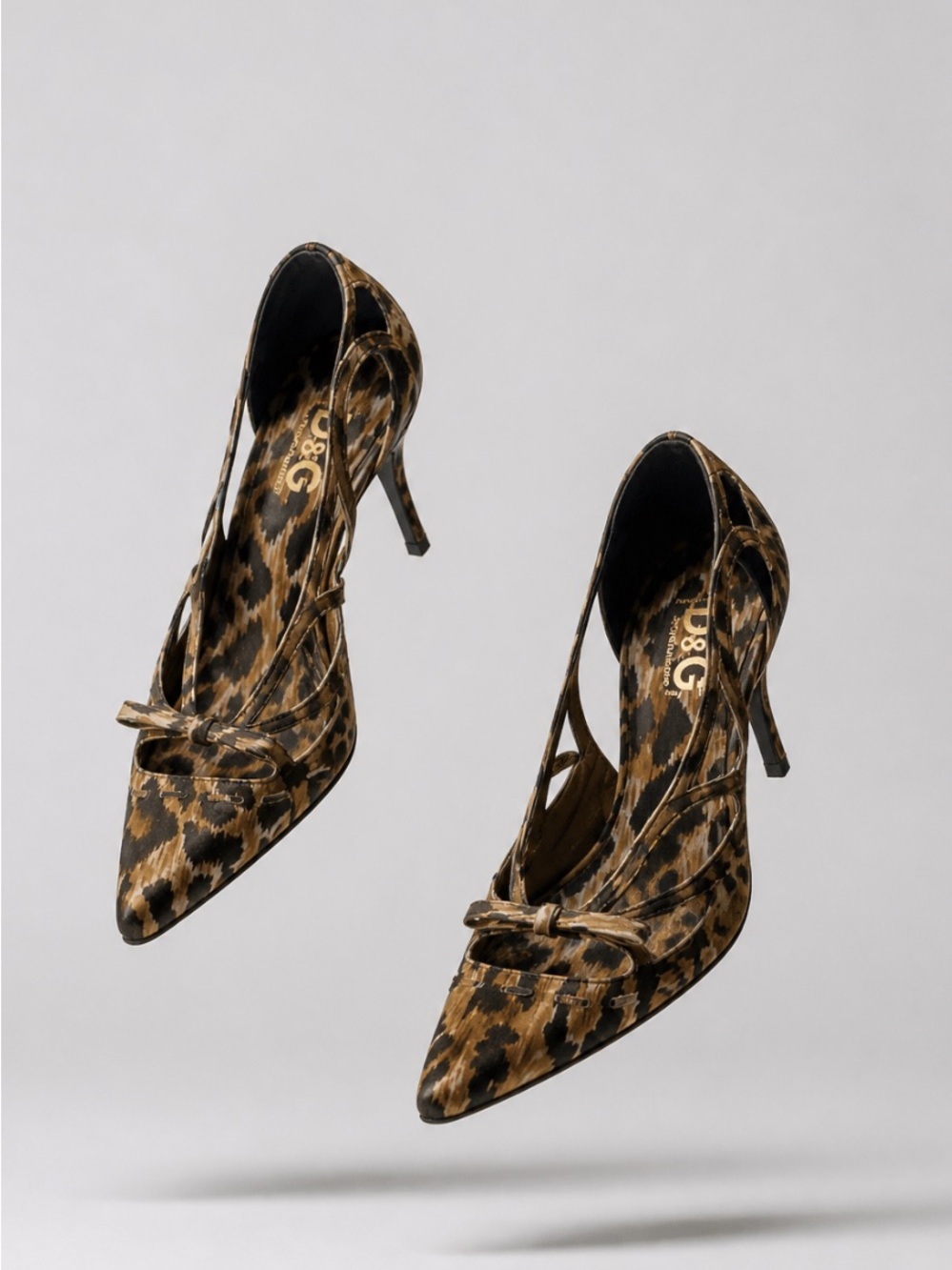 Dolce & Gabbana Leopard-Print Pointed Slingback Heels in Brown and Black